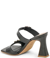 Dolce Vita Narcia Leather Buckle Hardware Banded Dress Slide Sandals