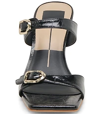 Dolce Vita Narcia Leather Buckle Hardware Banded Dress Slide Sandals