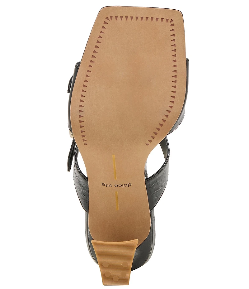 Dolce Vita Narcia Leather Buckle Hardware Banded Dress Slide Sandals