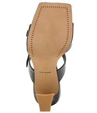 Dolce Vita Narcia Leather Buckle Hardware Banded Dress Slide Sandals