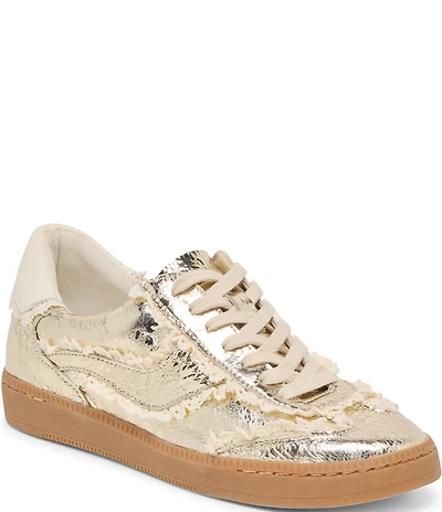 Dolce Vita Notice Crushed Leather and Lace Retro Sneakers