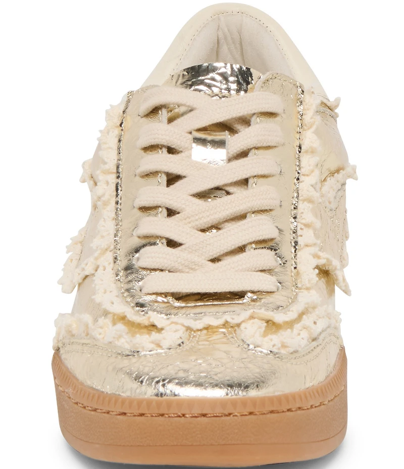 Dolce Vita Notice Crushed Leather and Lace Retro Sneakers