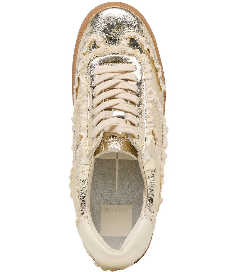Dolce Vita Notice Crushed Leather and Lace Retro Sneakers