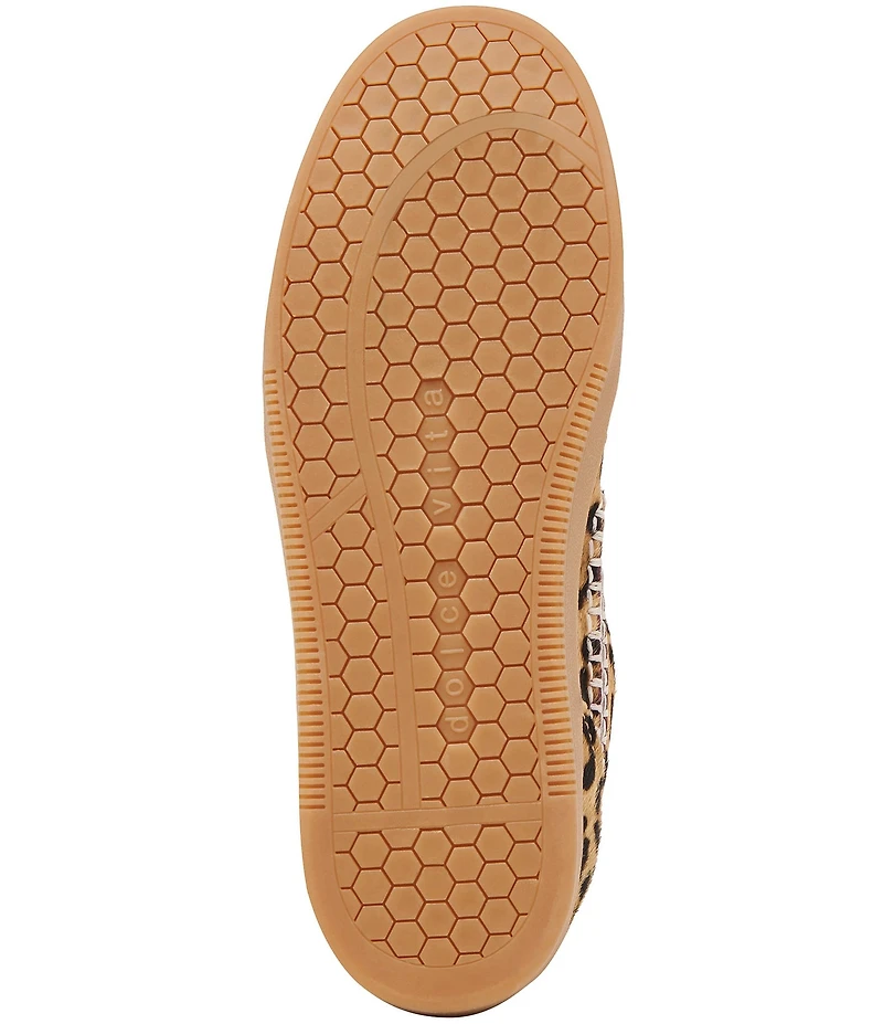 Dolce Vita Notice Stitch Leopard Print Calf Hair Retro Sneakers