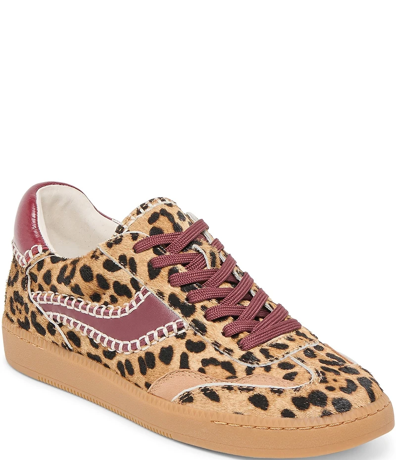 Dolce Vita Notice Stitch Leopard Print Calf Hair Retro Sneakers