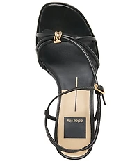 Dolce Vita Odete Leather Metal Detail Sling Back Block Heel Dress Sandals