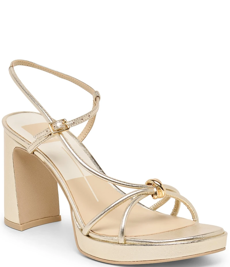 Dolce Vita Odete Leather Metal Detail Sling Back Block Heel Dress Sandals