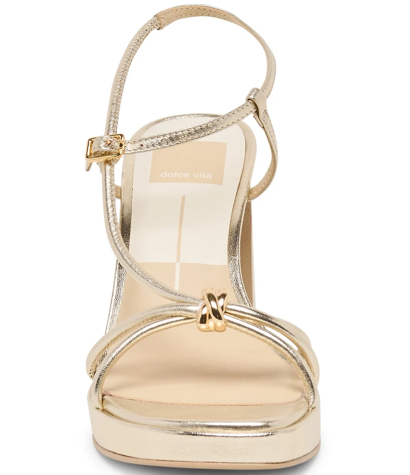 Dolce Vita Odete Leather Metal Detail Sling Back Block Heel Dress Sandals