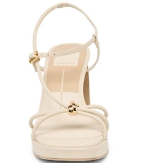 Dolce Vita Odete Leather Metal Detail Sling Back Block Heel Dress Sandals