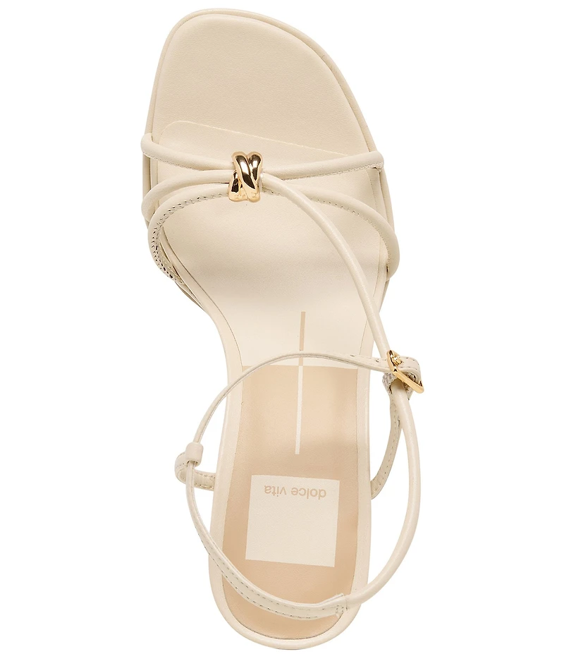 Dolce Vita Odete Leather Metal Detail Sling Back Block Heel Dress Sandals