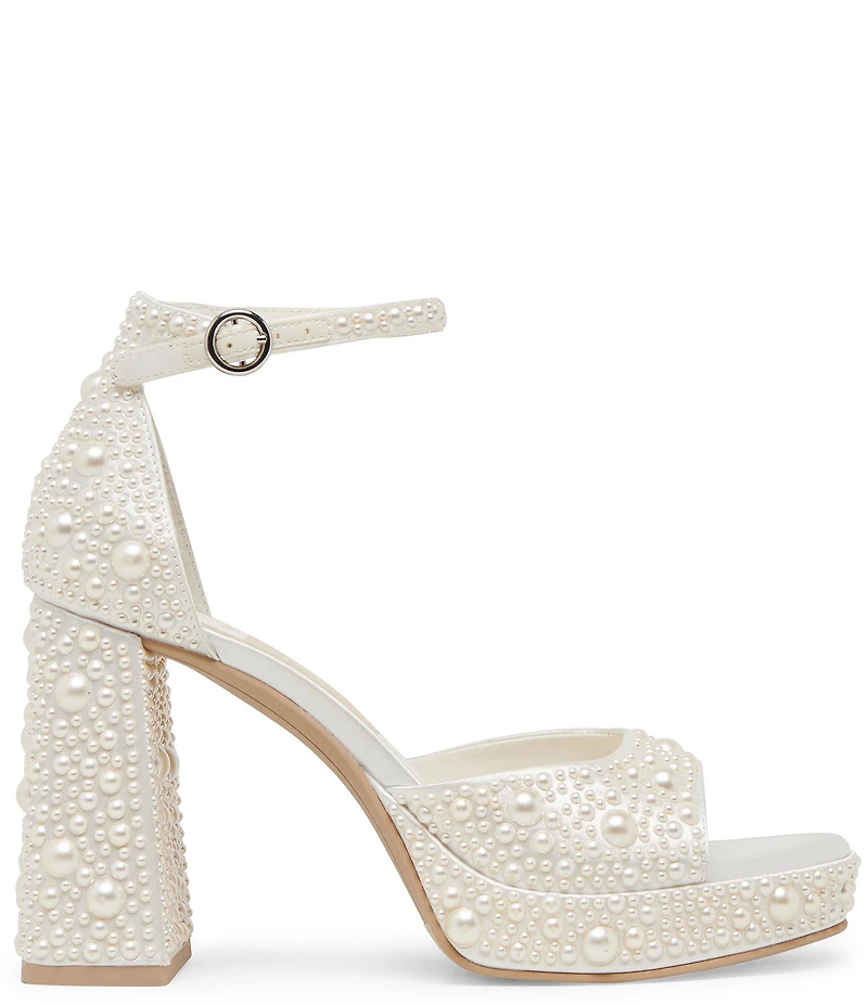 Dolce Vita Pandro Pearl Satin Ankle Strap Platform Sandals