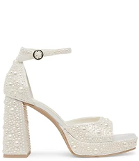 Dolce Vita Pandro Pearl Satin Ankle Strap Platform Sandals