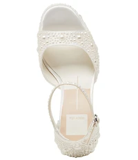 Dolce Vita Pandro Pearl Satin Ankle Strap Platform Sandals