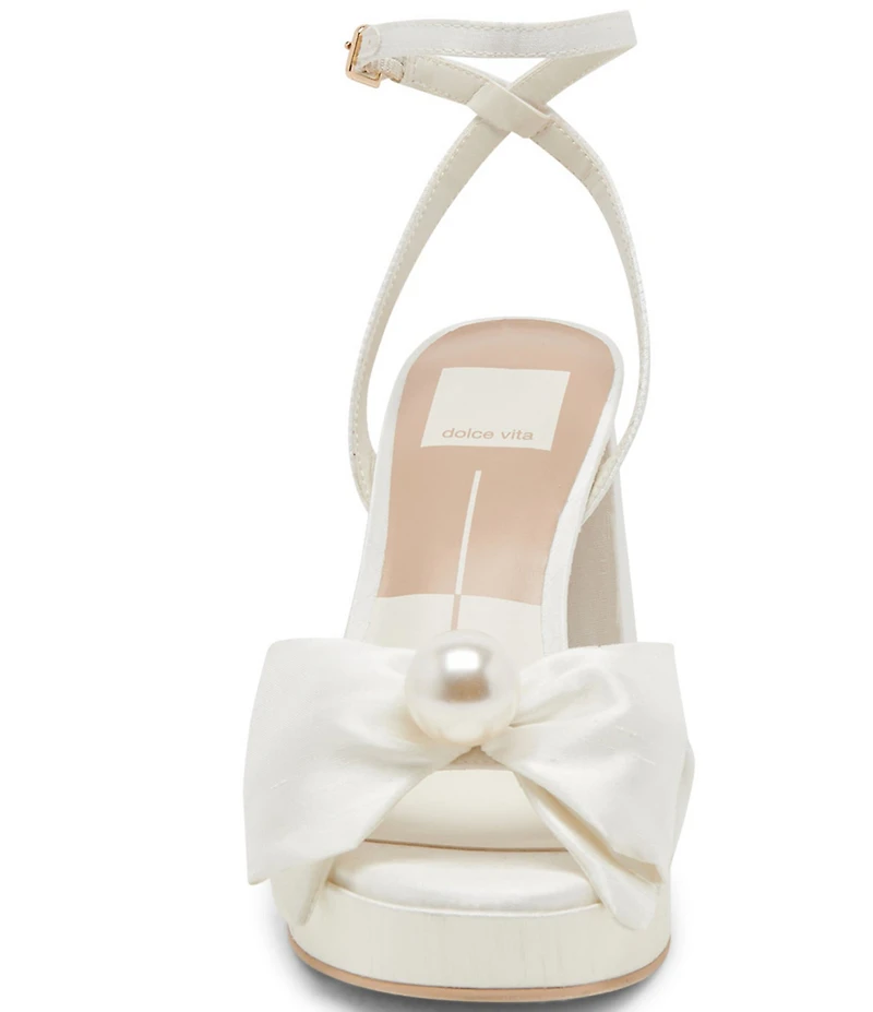 Dolce Vita Patton Satin Pearl Bow Ornament Platform Dress Sandals