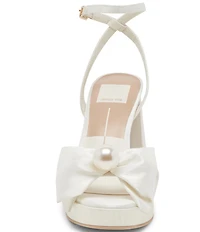Dolce Vita Patton Satin Pearl Bow Ornament Platform Dress Sandals