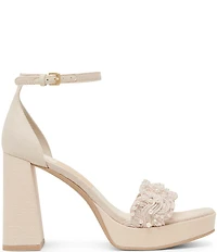 Dolce Vita Peltin Pearl Embellished Raffia Detail Platform Dress Sandals