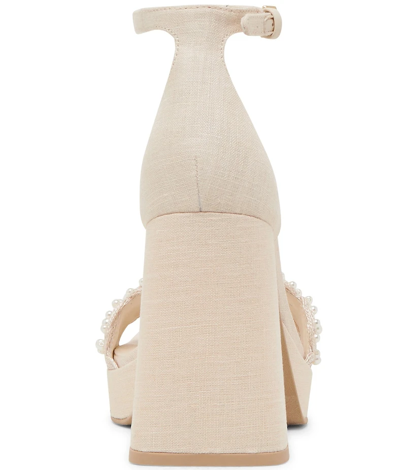 Dolce Vita Peltin Pearl Embellished Raffia Detail Platform Dress Sandals