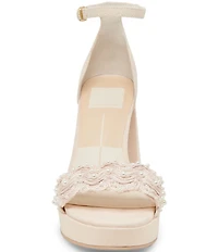 Dolce Vita Peltin Pearl Embellished Raffia Detail Platform Dress Sandals