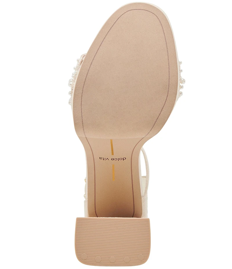 Dolce Vita Peltin Pearl Embellished Raffia Detail Platform Dress Sandals