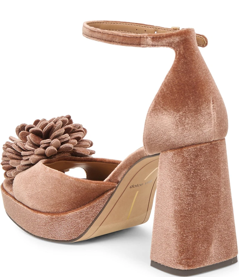 Dolce Vita Perel Velvet Pom Ornament Ankle Strap Platform Dress Sandals