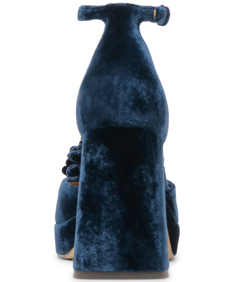 Dolce Vita Perel Velvet Pom Ornament Ankle Strap Platform Dress Sandals