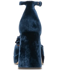 Dolce Vita Perel Velvet Pom Ornament Ankle Strap Platform Dress Sandals