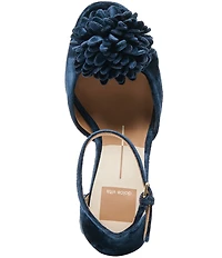 Dolce Vita Perel Velvet Pom Ornament Ankle Strap Platform Dress Sandals