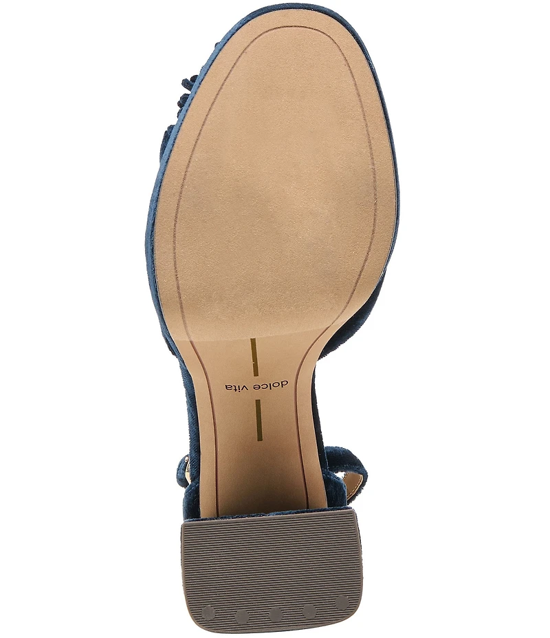 Dolce Vita Perel Velvet Pom Ornament Ankle Strap Platform Dress Sandals