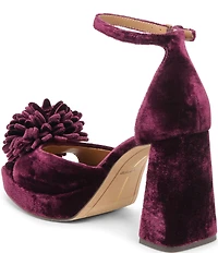 Dolce Vita Perel Velvet Pom Ornament Ankle Strap Platform Dress Sandals
