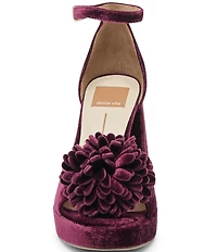 Dolce Vita Perel Velvet Pom Ornament Ankle Strap Platform Dress Sandals