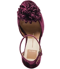 Dolce Vita Perel Velvet Pom Ornament Ankle Strap Platform Dress Sandals