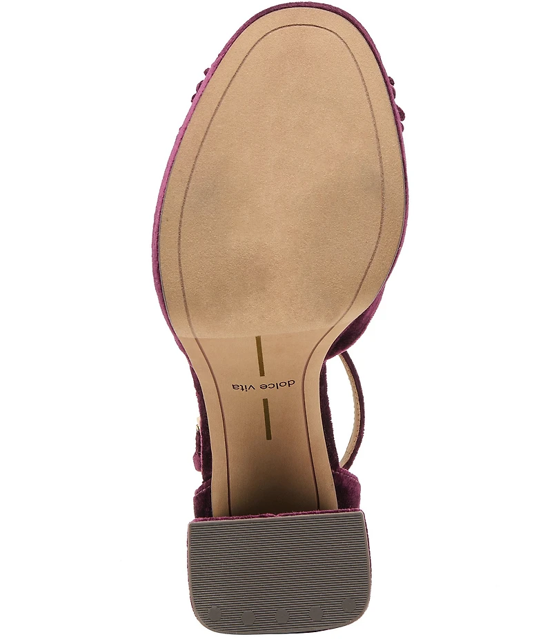 Dolce Vita Perel Velvet Pom Ornament Ankle Strap Platform Dress Sandals