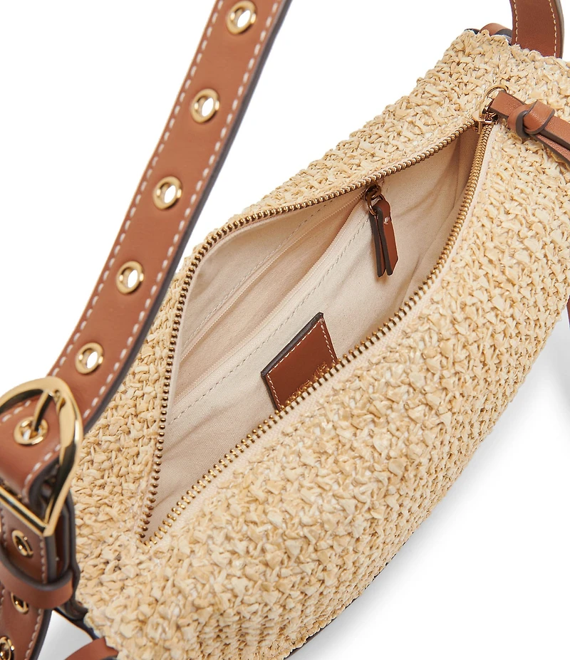 Dolce Vita Raffia Fortune Cookie Tassle Contrast Trim Shoulder Bag