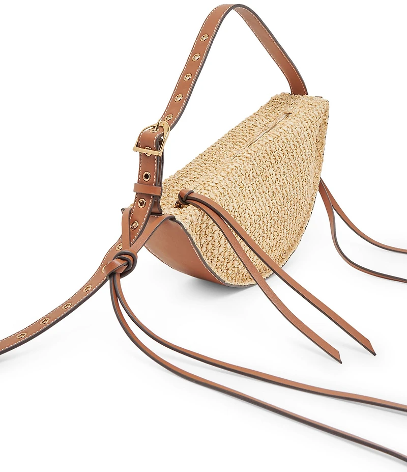 Dolce Vita Raffia Fortune Cookie Tassle Contrast Trim Shoulder Bag