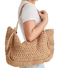 Dolce Vita Ravello Raffia Zip Top Tote Bag