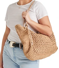 Dolce Vita Ravello Raffia Zip Top Tote Bag