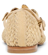 Dolce Vita Relan Crosshatch Raffia Ornamented Mary Jane Strap Ballet Flats