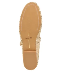 Dolce Vita Relan Crosshatch Raffia Ornamented Mary Jane Strap Ballet Flats