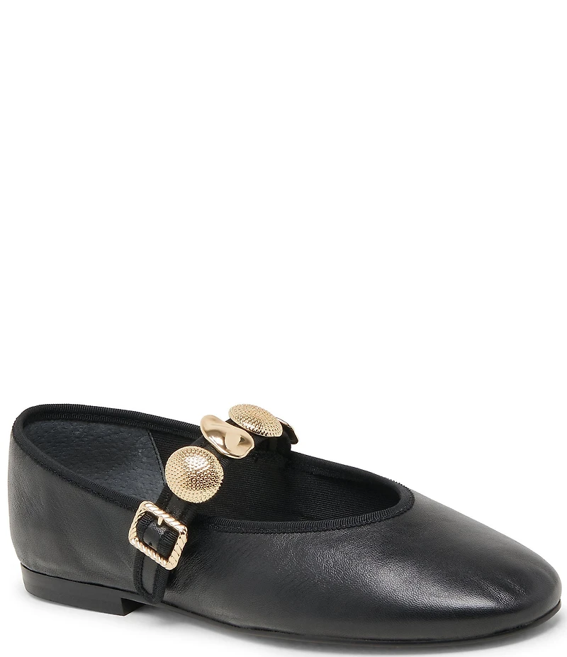 Dolce Vita Relan Leather Ornamented Mary Jane Strap Ballet Flats