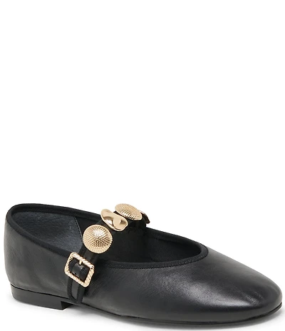 Dolce Vita Relan Leather Ornamented Mary Jane Strap Ballet Flats