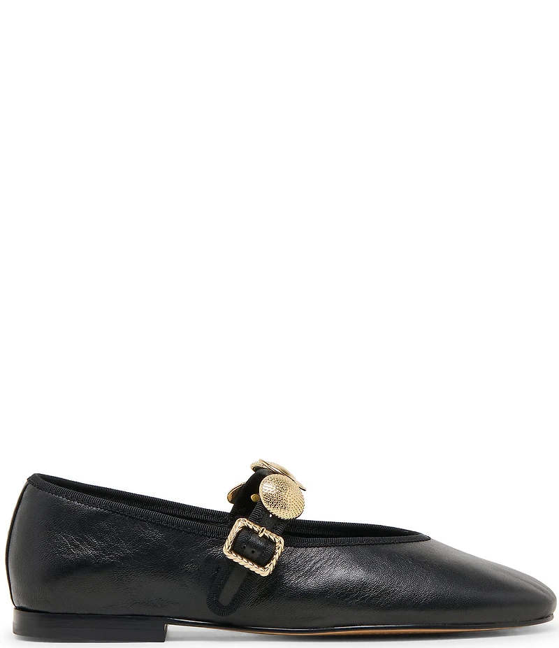 Dolce Vita Relan Leather Ornamented Mary Jane Strap Ballet Flats
