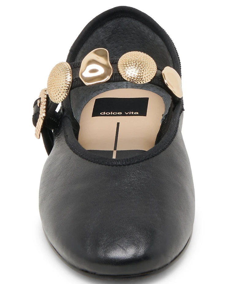 Dolce Vita Relan Leather Ornamented Mary Jane Strap Ballet Flats