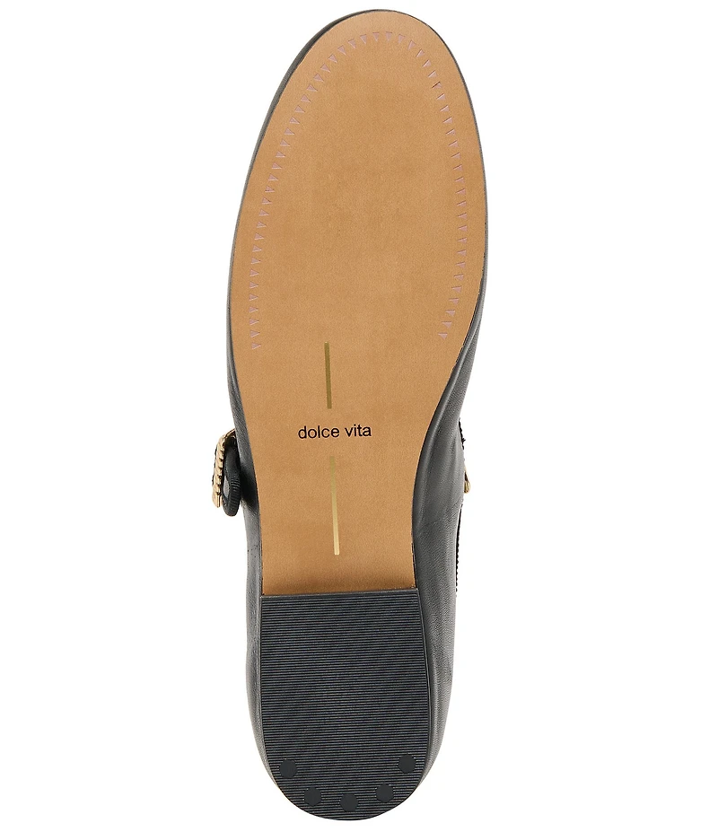 Dolce Vita Relan Leather Ornamented Mary Jane Strap Ballet Flats