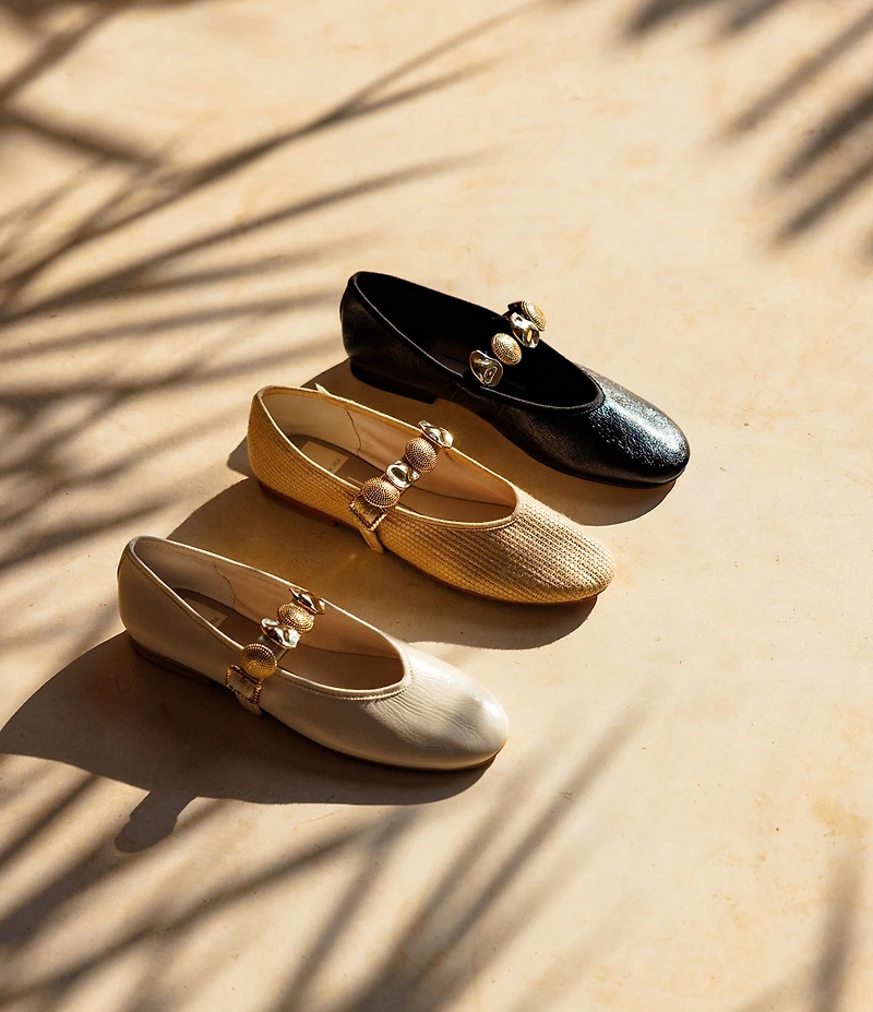 Dolce Vita Relan Leather Ornamented Mary Jane Strap Ballet Flats