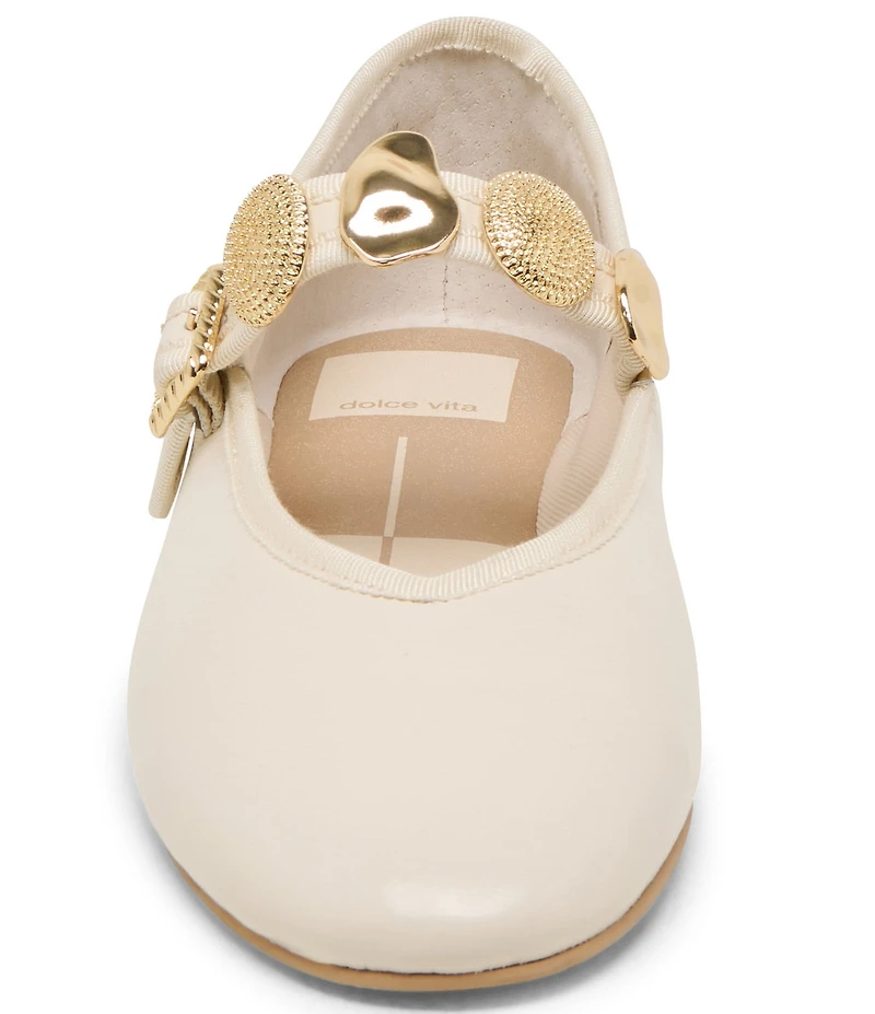 Dolce Vita Relan Leather Ornamented Mary Jane Strap Ballet Flats