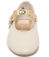 Dolce Vita Relan Leather Ornamented Mary Jane Strap Ballet Flats