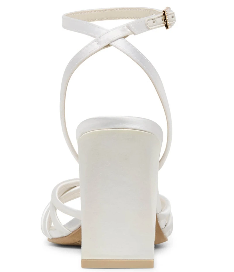 Dolce Vita Rella Satin Pearl Ornament Ankle Strap Block Heel Dress Sandals