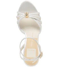 Dolce Vita Rella Satin Pearl Ornament Ankle Strap Block Heel Dress Sandals