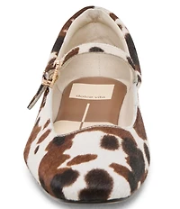 Dolce Vita Reyes Cow Print Calf Hair Mary Jane Ballet Flats