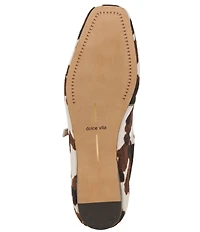 Dolce Vita Reyes Cow Print Calf Hair Mary Jane Ballet Flats